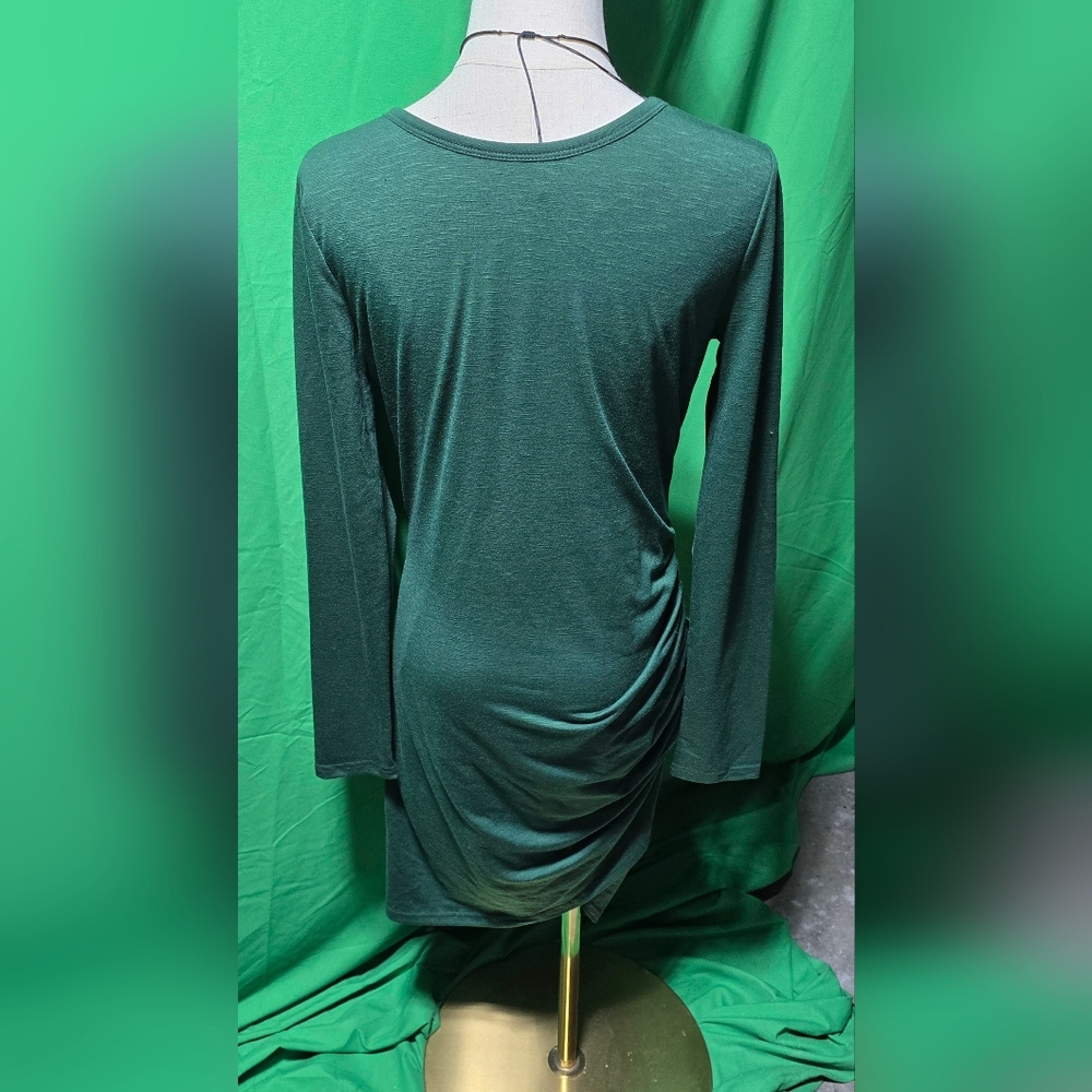 Bodycon Ruched Long Sleeve Dress Dark Green NWT, KIRUNDO Boutique, Size 3 Ladies - Picture 5 of 13